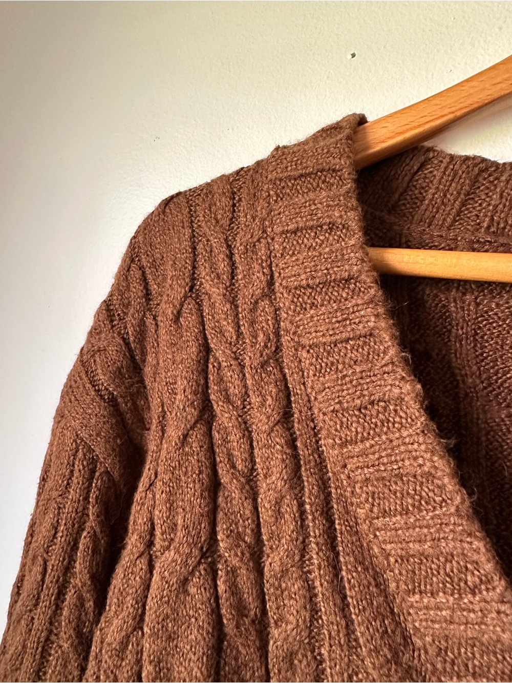 American Eagle Outfitters Brown Cable Knit V-Neck Button Cardigan - Picture 3 of 10